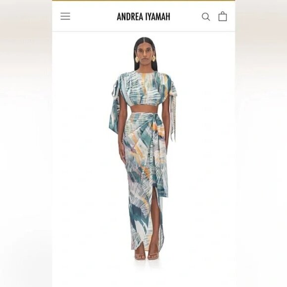Andrea Iyamah Halima Crop Top Multicolor Abstract Print XS - Picture 1 of 9